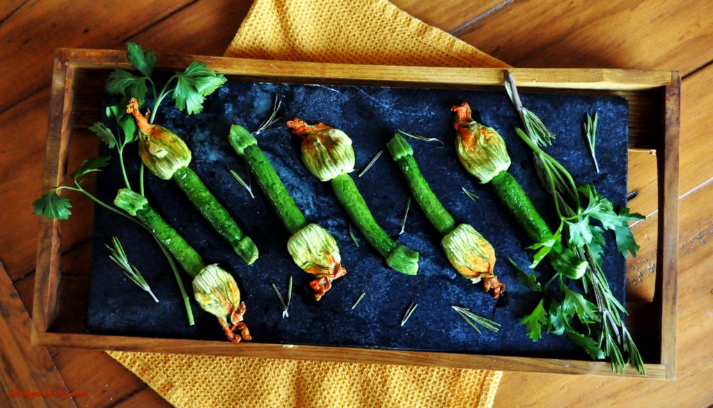 Herbed Stuffed Squash Blossoms