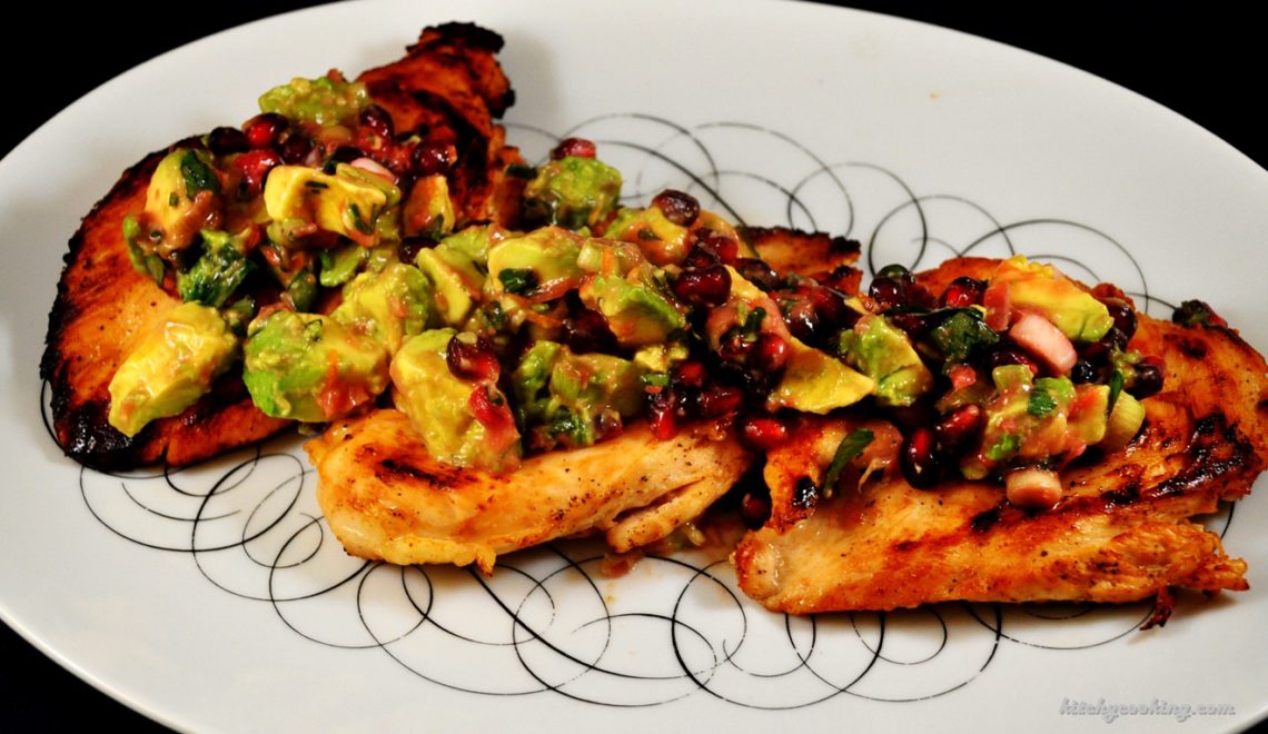 Chicken with Avocado Pomegranate Salsa