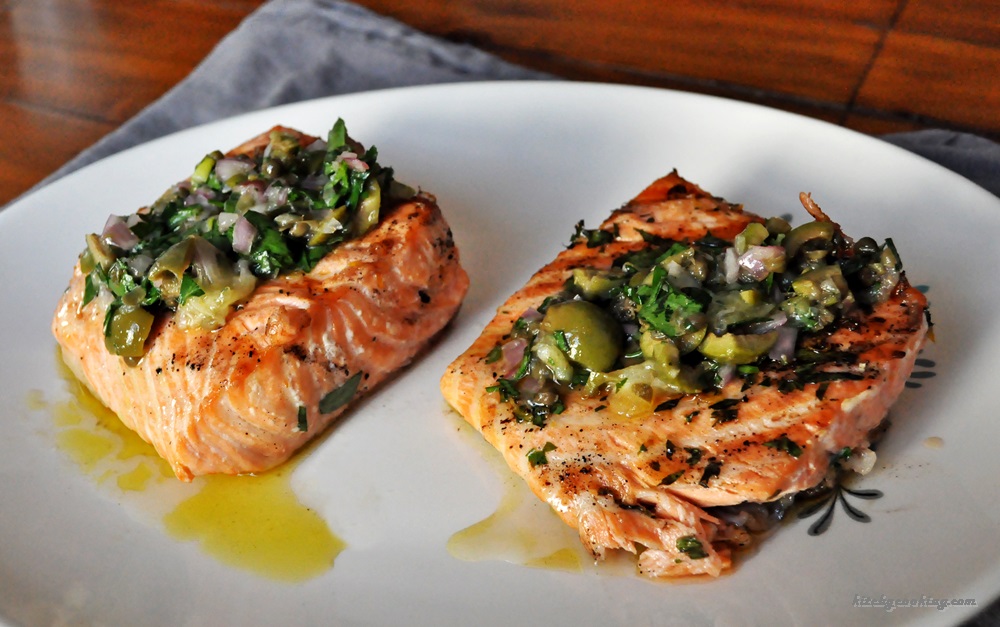 Grilled Salmon with Lemon Relish