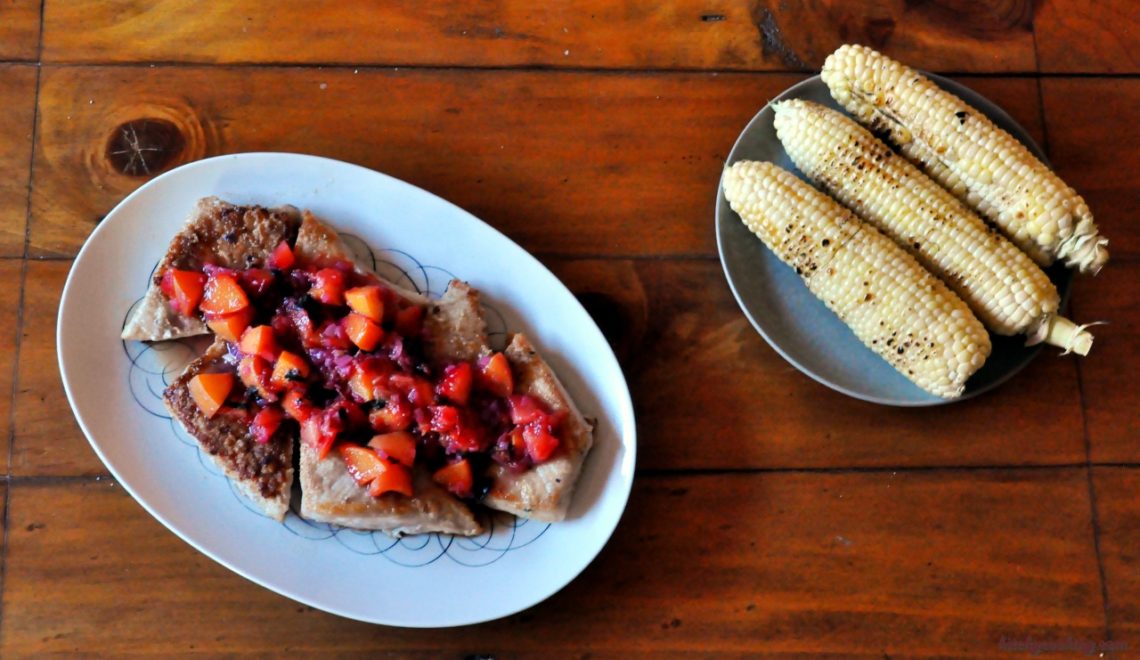 Pork Chops with Peach-Plum Compote