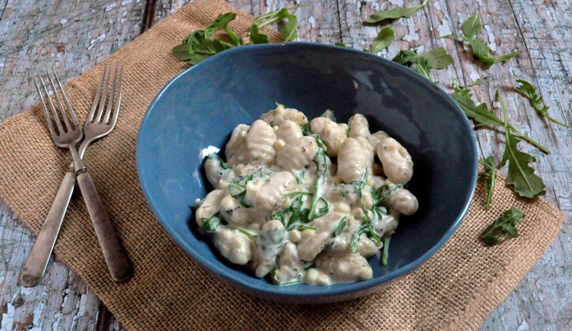 Gnocchi, Corn and Arugula in a Cream Sauce